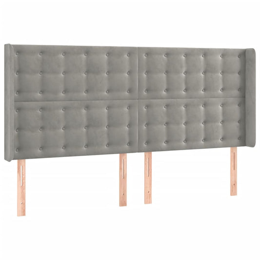 vidaXL Κεφαλάρι με Πτερύγια Ανοιχτό Γκρι 183x16x118/128 εκ. Βελούδινο