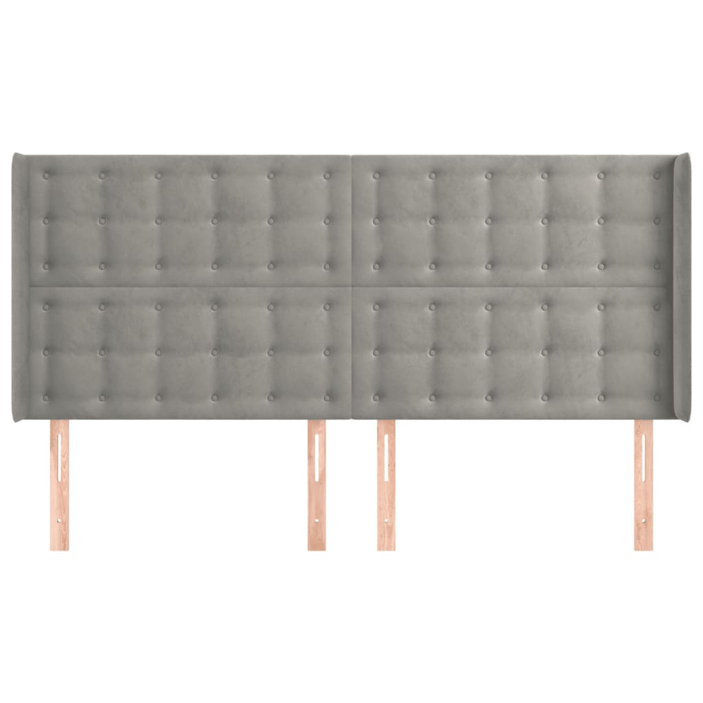 vidaXL Κεφαλάρι με Πτερύγια Ανοιχτό Γκρι 183x16x118/128 εκ. Βελούδινο