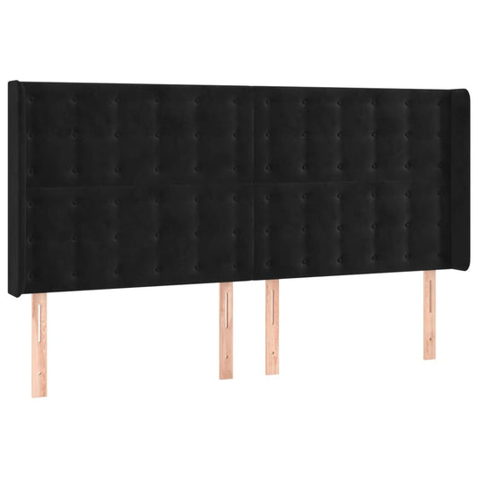 vidaXL Κεφαλάρι με Πτερύγια Μαύρο 183x16x118/128 εκ. Βελούδινο