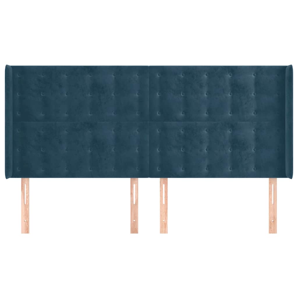 vidaXL Κεφαλάρι με Πτερύγια Σκούρο Μπλε 183x16x118/128 εκ. Βελούδινο