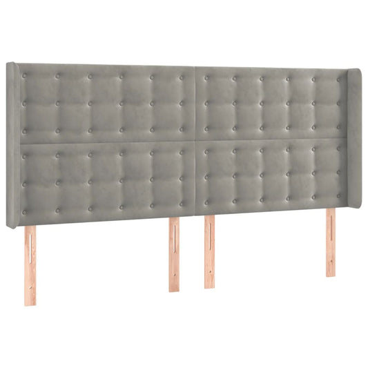 vidaXL Κεφαλάρι με Πτερύγια Ανοιχτό Γκρι 203x16x118/128 εκ. Βελούδινο