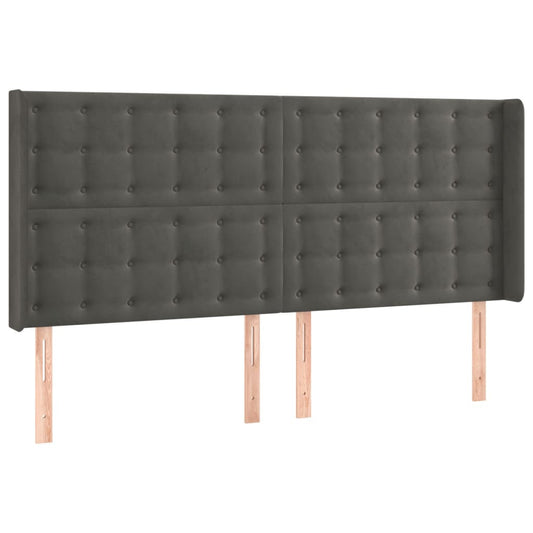 vidaXL Κεφαλάρι με Πτερύγια Σκούρο Γκρι 203x16x118/128 εκ. Βελούδινο