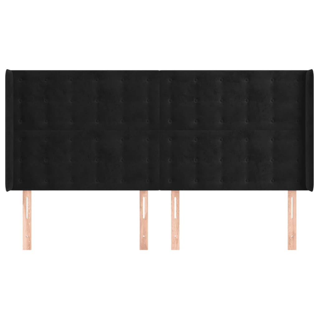vidaXL Κεφαλάρι με Πτερύγια Μαύρο 203x16x118/128 εκ. Βελούδινο