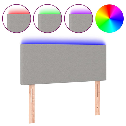 vidaXL Κεφαλάρι Κρεβατιού LED Ανοιχτό Γκρι 90x5x78/88 εκ. Υφασμάτινο