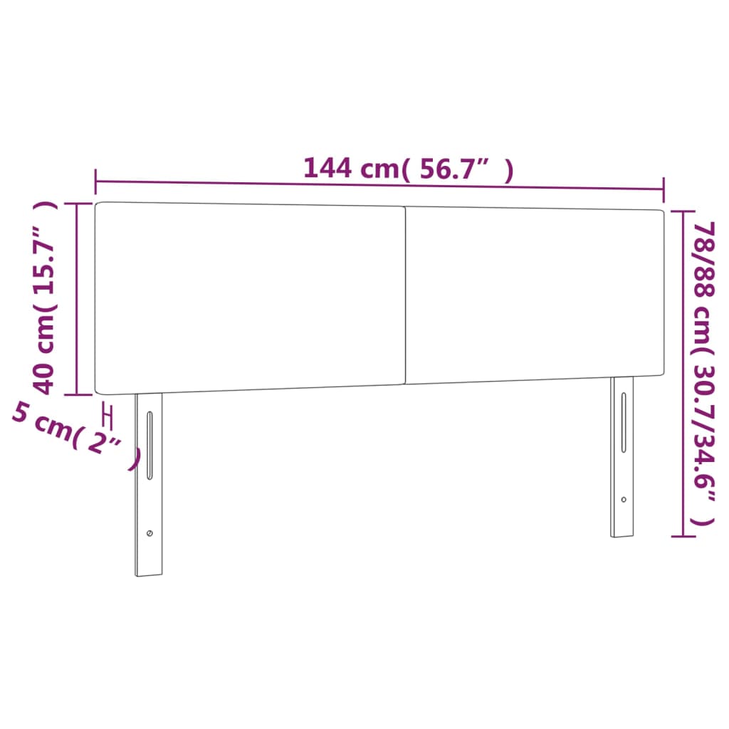 vidaXL Κεφαλάρι Κρεβατιού LED Μαύρο 144x5x78/88 εκ. Υφασμάτινο