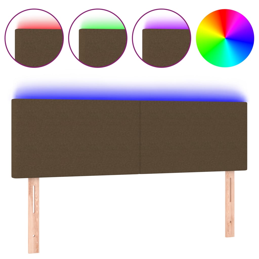 vidaXL Κεφαλάρι Κρεβατιού LED Σκούρο Καφέ 144x5x78/88 εκ. Υφασμάτινο