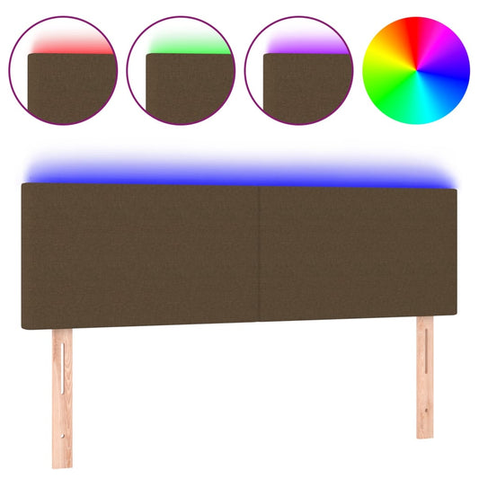 vidaXL Κεφαλάρι Κρεβατιού LED Σκούρο Καφέ 144x5x78/88 εκ. Υφασμάτινο