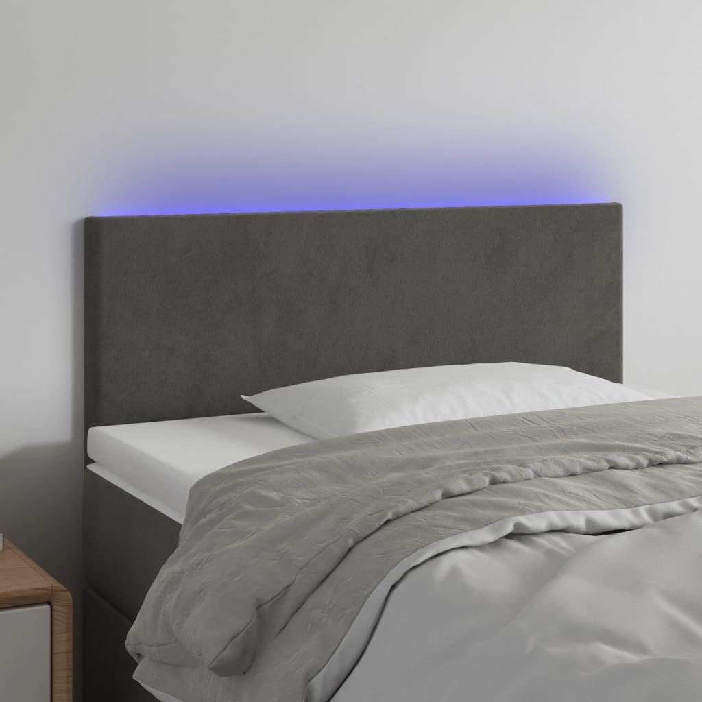 vidaXL Κεφαλάρι Κρεβατιού LED Σκούρο Γκρι 80x5x78/88 εκ. Βελούδινο