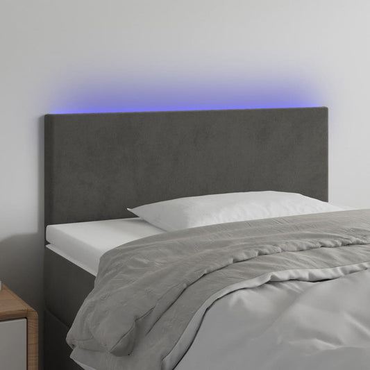 vidaXL Κεφαλάρι Κρεβατιού LED Σκούρο Γκρι 90x5x78/88 εκ. Βελούδινο