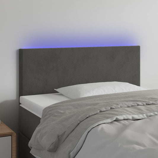vidaXL Κεφαλάρι Κρεβατιού LED Σκούρο Γκρι 100x5x78/88 εκ. Βελούδινο
