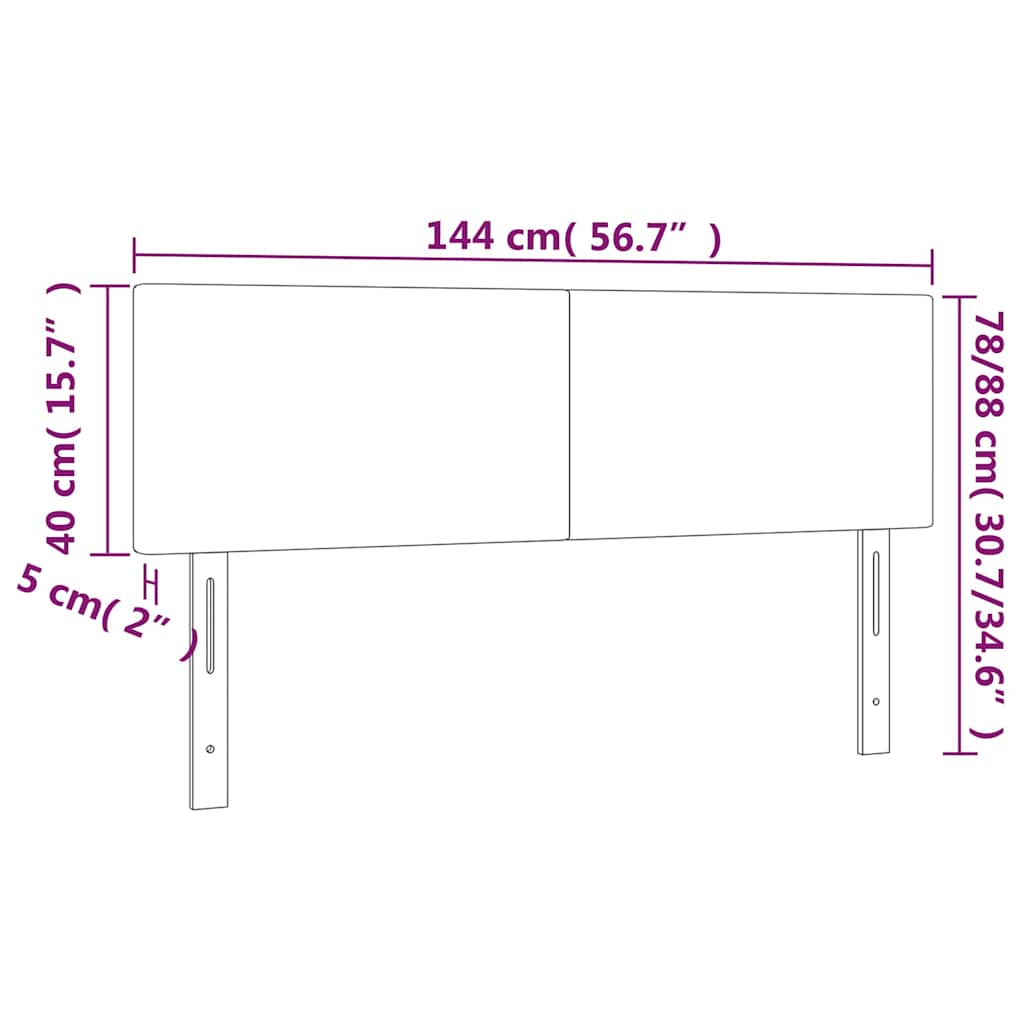 vidaXL Κεφαλάρι Κρεβατιού LED Σκούρο Πράσινο 144x5x78/88 εκ. Βελούδινο