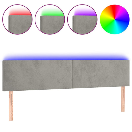 vidaXL Κεφαλάρι Κρεβατιού LED Ανοιχτό Γκρι 160x5x78/88 εκ. Βελούδινο