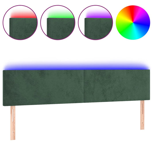 vidaXL Κεφαλάρι Κρεβατιού LED Σκούρο Πράσινο 160x5x78/88 εκ. Βελούδινο