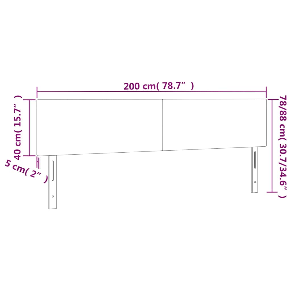 vidaXL Κεφαλάρι Κρεβατιού LED Σκούρο Πράσινο 200x5x78/88 εκ. Βελούδινο