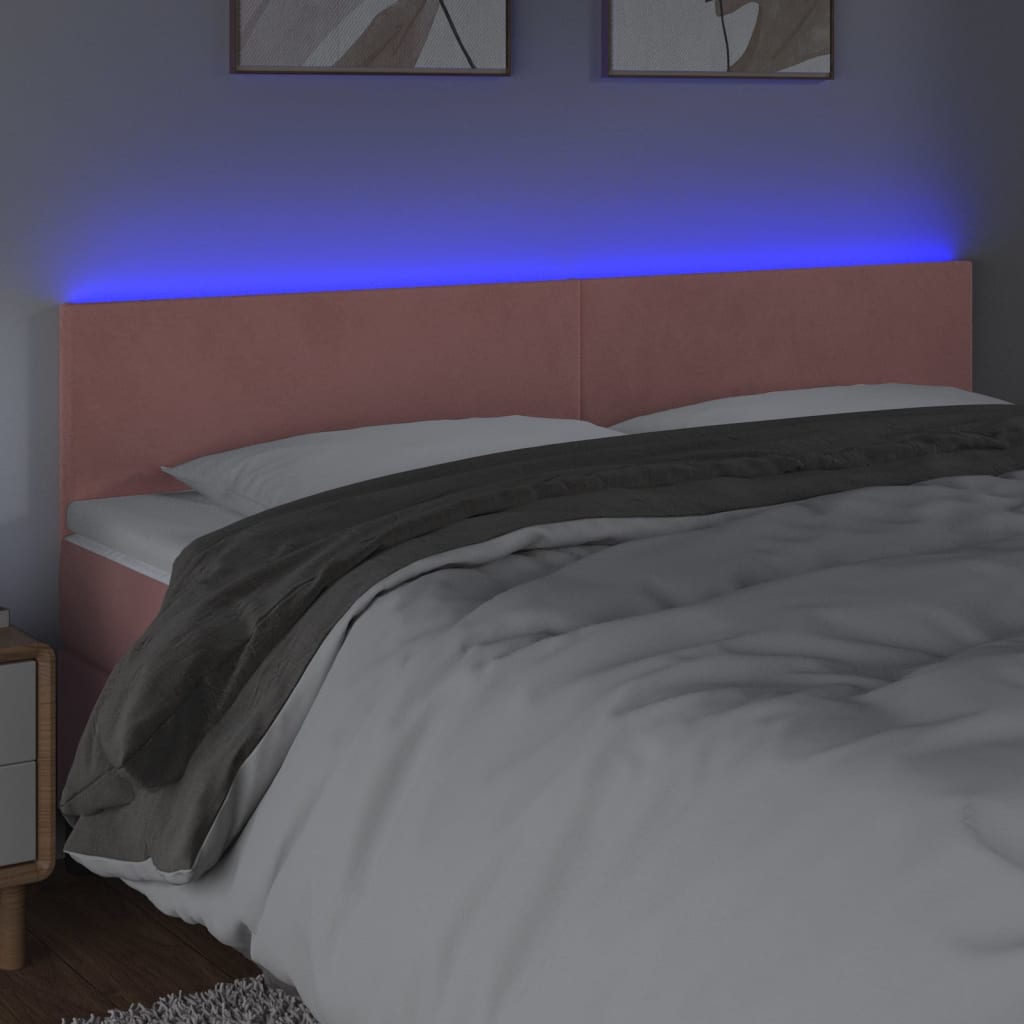 vidaXL Κεφαλάρι Κρεβατιού LED Ροζ 200x5x78/88 εκ. Βελούδινο