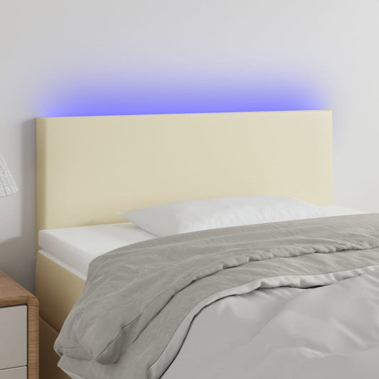 vidaXL Κεφαλάρι Κρεβατιού LED Κρεμ 80x5x78/88 εκ. από Συνθετικό Δέρμα