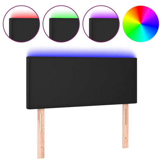 vidaXL Κεφαλάρι Κρεβατιού LED Μαύρο 100x5x78/88 εκ. Συνθετ. Δέρμα