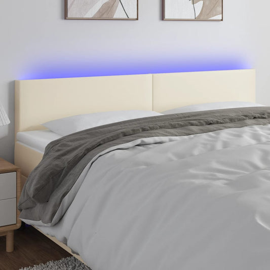 vidaXL Κεφαλάρι Κρεβατιού LED Κρεμ 160x5x78/88 εκ. από Συνθετικό Δέρμα