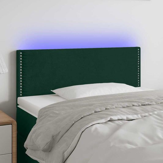vidaXL Κεφαλάρι Κρεβατιού LED Σκούρο Πράσινο 80x5x78/88 εκ. Βελούδινο