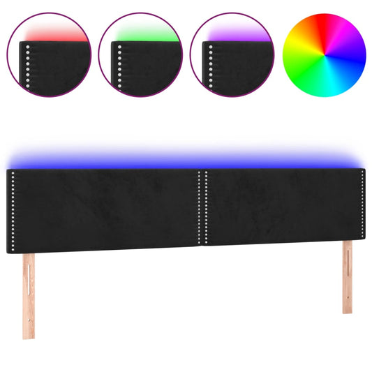 vidaXL Κεφαλάρι Κρεβατιού LED Μαύρο 160x5x78/88 εκ. Βελούδινο