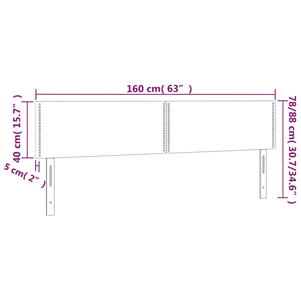 vidaXL Κεφαλάρι Κρεβατιού LED Σκούρο Μπλε 160x5x78/88 εκ. Βελούδινο