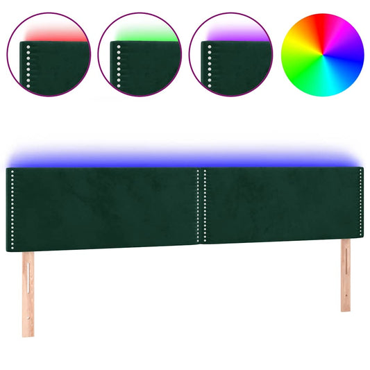 vidaXL Κεφαλάρι Κρεβατιού LED Σκούρο Πράσινο 180x5x78/88 εκ. Βελούδινο
