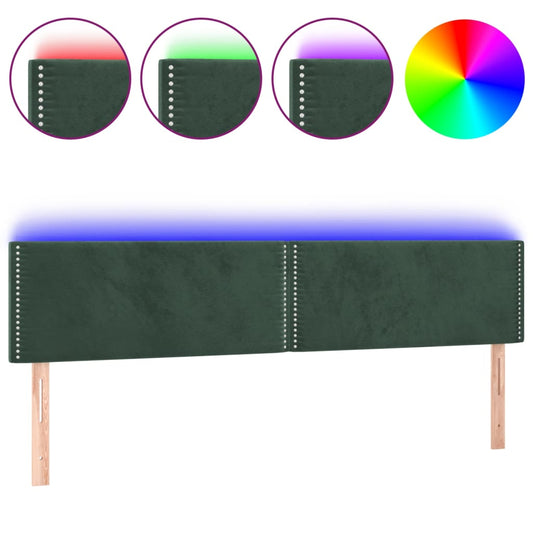 vidaXL Κεφαλάρι Κρεβατιού LED Σκούρο Πράσινο 200x5x78/88 εκ. Βελούδινο