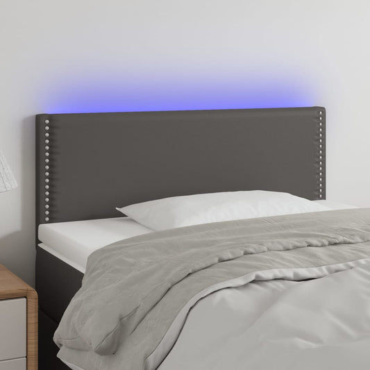 vidaXL Κεφαλάρι Κρεβατιού LED Γκρι 80x5x78/88 εκ. από Συνθετικό Δέρμα