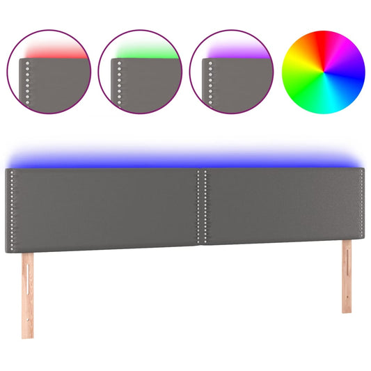 vidaXL Κεφαλάρι Κρεβατιού LED Γκρι 200x5x78/88 εκ. από Συνθετικό Δέρμα