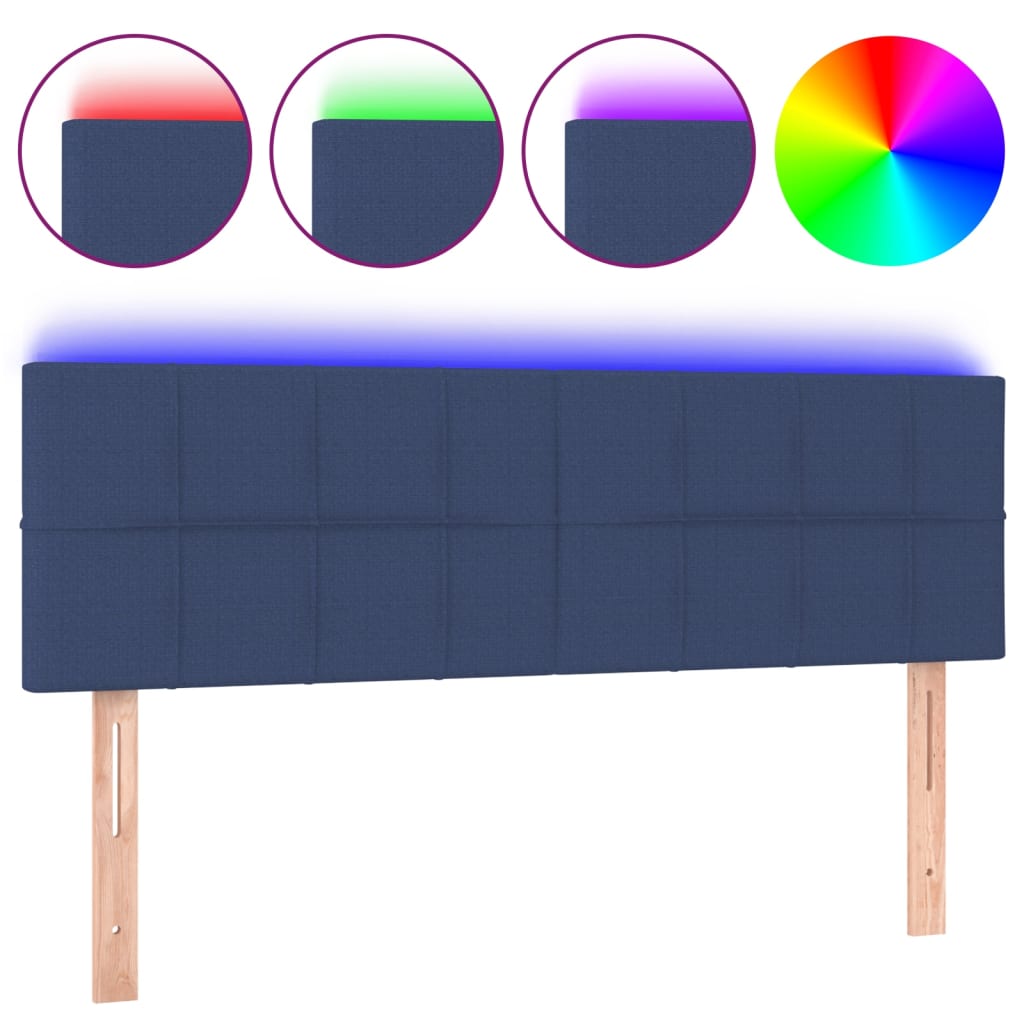 vidaXL Κεφαλάρι Κρεβατιού LED Μπλε 144x5x78/88 εκ. Υφασμάτινο