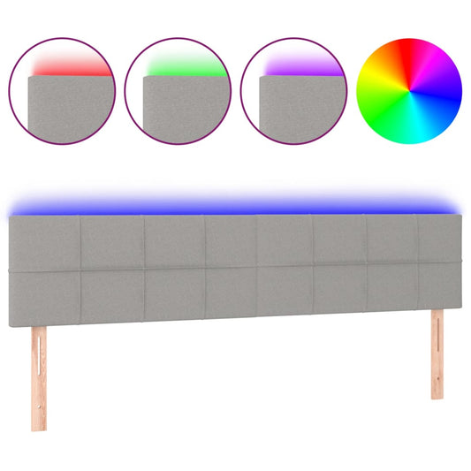 vidaXL Κεφαλάρι Κρεβατιού LED Ανοιχτό Γκρι 160x5x78/88 εκ. Υφασμάτινο
