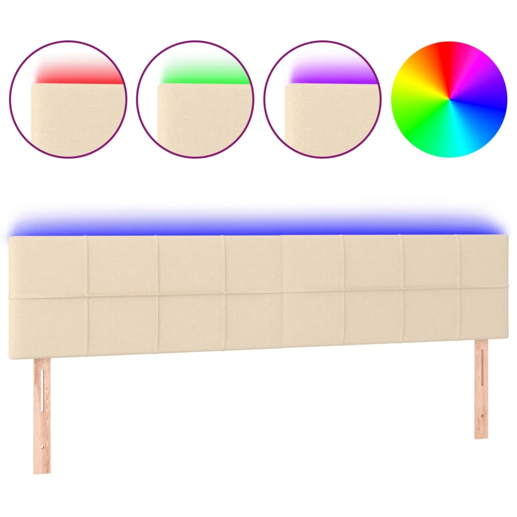 vidaXL Κεφαλάρι Κρεβατιού LED Κρεμ 180x5x78/88 εκ. Υφασμάτινο