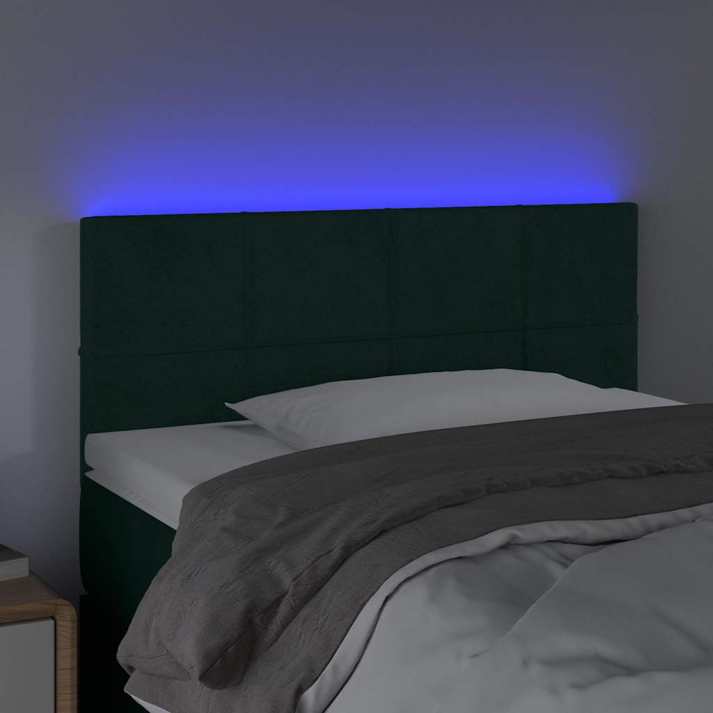 vidaXL Κεφαλάρι Κρεβατιού LED Σκούρο Πράσινο 80x5x78/88 εκ. Βελούδινο