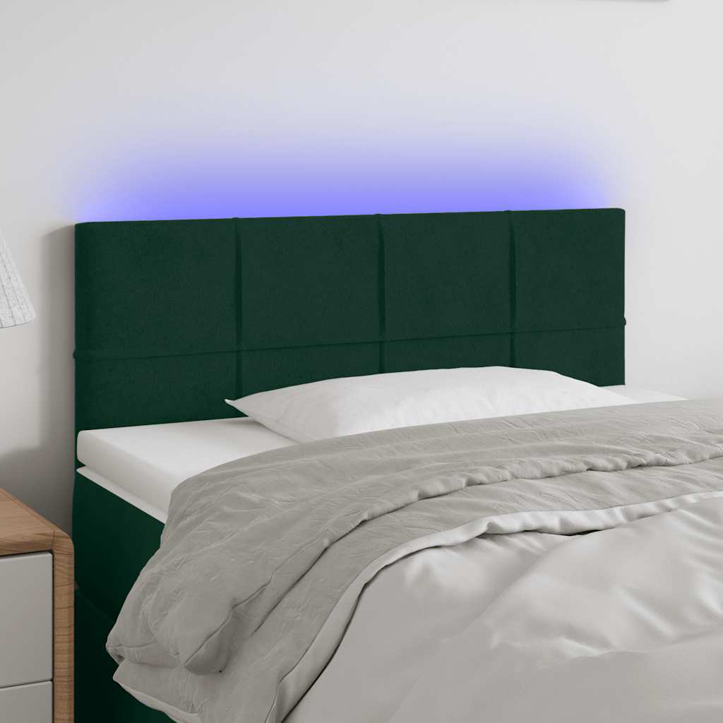 vidaXL Κεφαλάρι Κρεβατιού LED Σκούρο Πράσινο 80x5x78/88 εκ. Βελούδινο