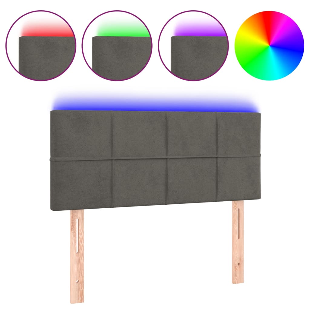 vidaXL Κεφαλάρι Κρεβατιού LED Σκούρο Γκρι 100x5x78/88 εκ. Βελούδινο
