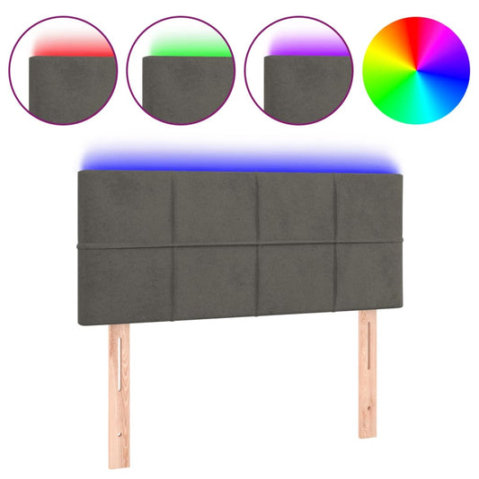 vidaXL Κεφαλάρι Κρεβατιού LED Σκούρο Γκρι 100x5x78/88 εκ. Βελούδινο