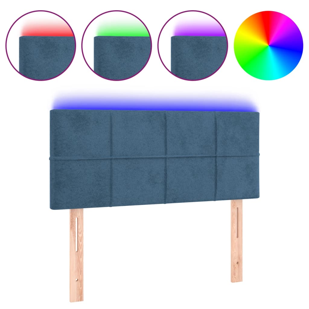 vidaXL Κεφαλάρι Κρεβατιού LED Σκούρο Μπλε 100x5x78/88 εκ. Βελούδινο
