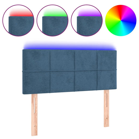 vidaXL Κεφαλάρι Κρεβατιού LED Σκούρο Μπλε 100x5x78/88 εκ. Βελούδινο