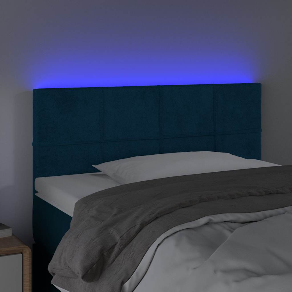 vidaXL Κεφαλάρι Κρεβατιού LED Σκούρο Μπλε 100x5x78/88 εκ. Βελούδινο
