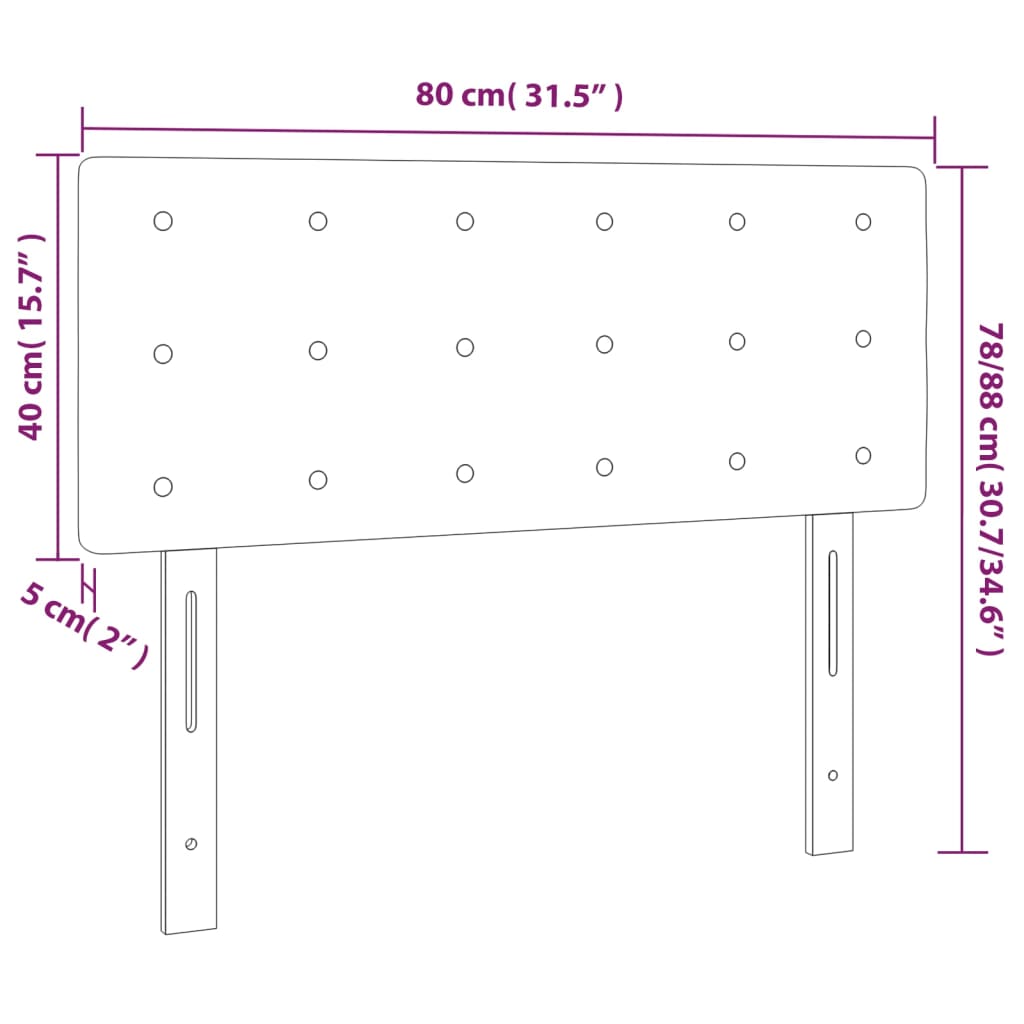 vidaXL Κεφαλάρι Κρεβατιού LED Μαύρο 80x5x78/88 εκ. από Συνθετικό Δέρμα