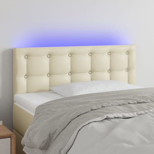 vidaXL Κεφαλάρι Κρεβατιού LED Κρεμ 90x5x78/88 εκ. από Συνθετικό Δέρμα