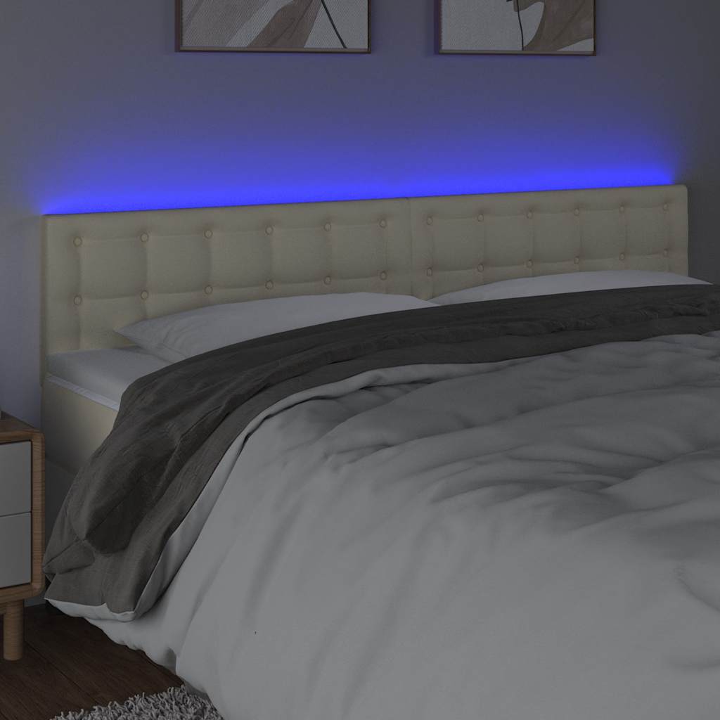 vidaXL Κεφαλάρι Κρεβατιού LED Κρεμ 160x5x78/88 εκ. από Συνθετικό Δέρμα