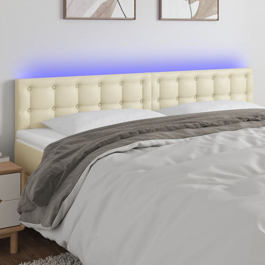 vidaXL Κεφαλάρι Κρεβατιού LED Κρεμ 160x5x78/88 εκ. από Συνθετικό Δέρμα
