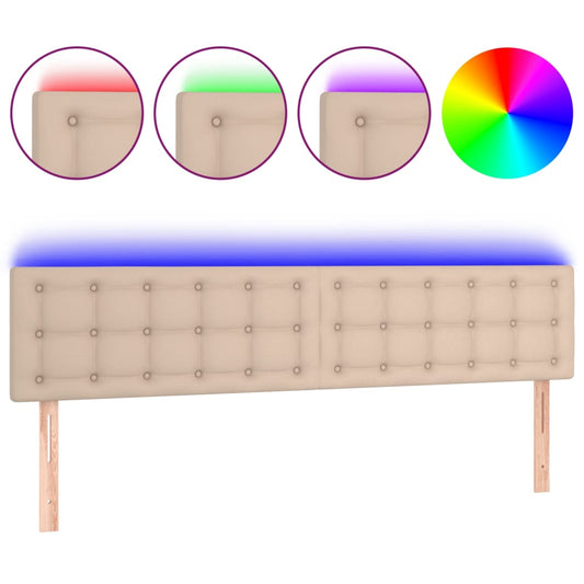 vidaXL Κεφαλάρι Κρεβατιού LED Καπουτσίνο 160x5x78/88 εκ. Συνθετ. Δέρμα