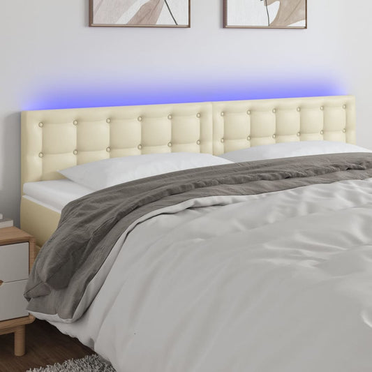 vidaXL Κεφαλάρι Κρεβατιού LED Κρεμ 180x5x78/88 εκ. από Συνθετικό Δέρμα