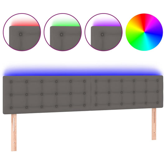 vidaXL Κεφαλάρι Κρεβατιού LED Γκρι 180x5x78/88 εκ. από Συνθετικό Δέρμα