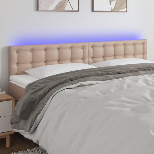 vidaXL Κεφαλάρι Κρεβατιού LED Καπουτσίνο 200x5x78/88 εκ. Συνθετ. Δέρμα