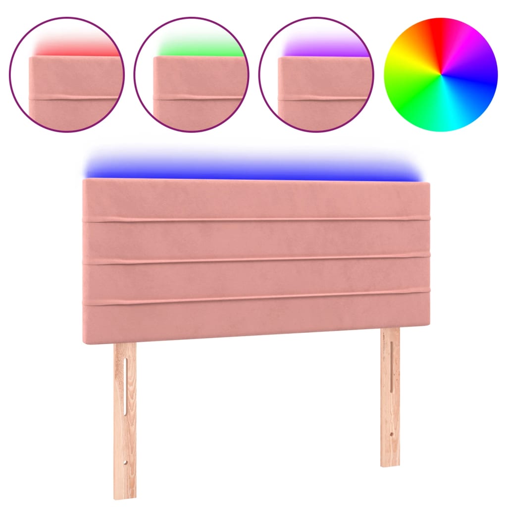 vidaXL Κεφαλάρι Κρεβατιού LED Ροζ 80 x 5 x 78/88 εκ. Βελούδινο