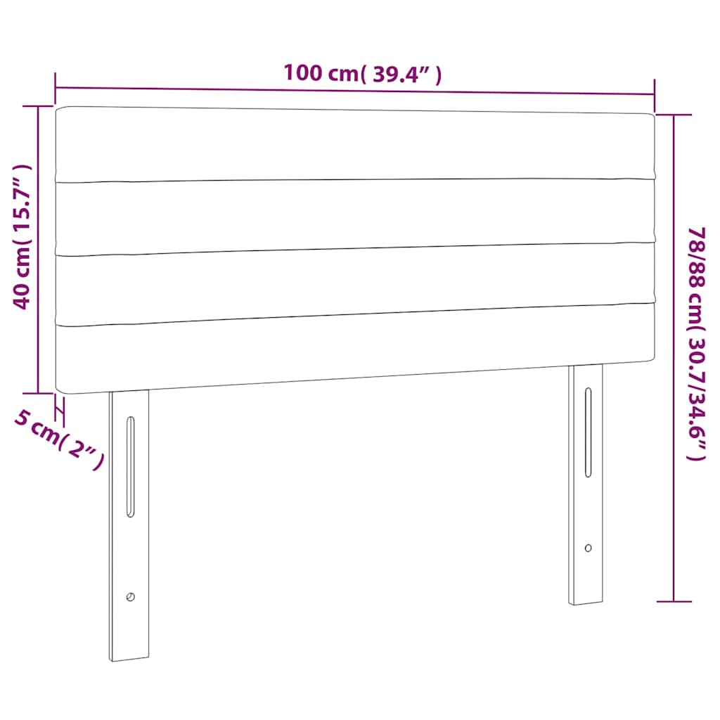 vidaXL Κεφαλάρι Κρεβατιού LED Σκούρο Πράσινο 100x5x78/88 εκ. Βελούδινο