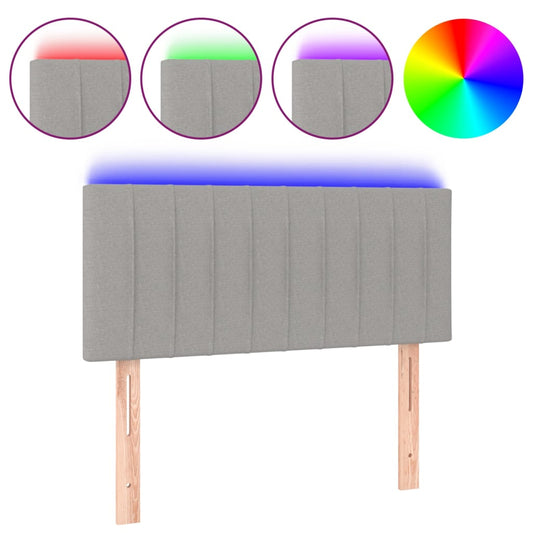 vidaXL Κεφαλάρι Κρεβατιού LED Ανοιχτό Γκρι 100x5x78/88 εκ. Υφασμάτινο
